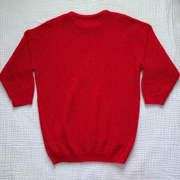 VTG Helen Sue Made in USA oversized red sparkly knit crew neck sweater Size M-L - Picture 8 of 14